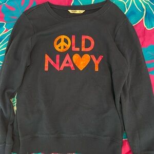 Old Navy Navy Sweatshirt with Peace and Heart Design